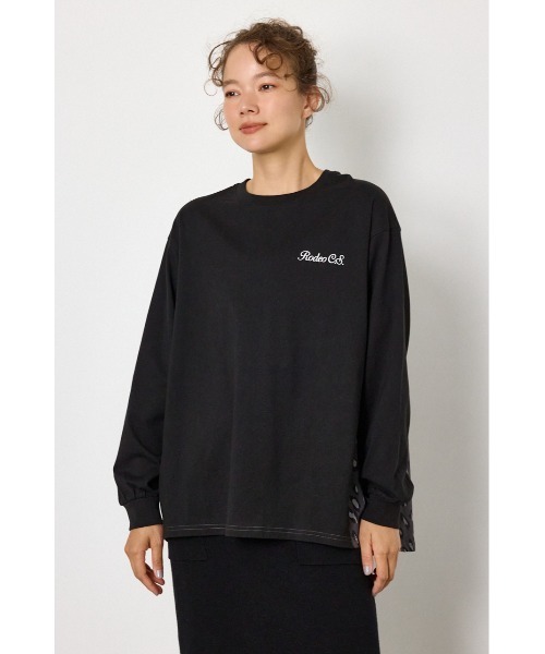 RODEO CROWNS WIDE BOWL(ロデオクラウンズワイドボウル)の「バックギャザードッキングロングTシャツ(Tシャツ/カットソー・レディース・ライトピンク/オフホワイト/ブラック・FREE)」の17枚目の写真