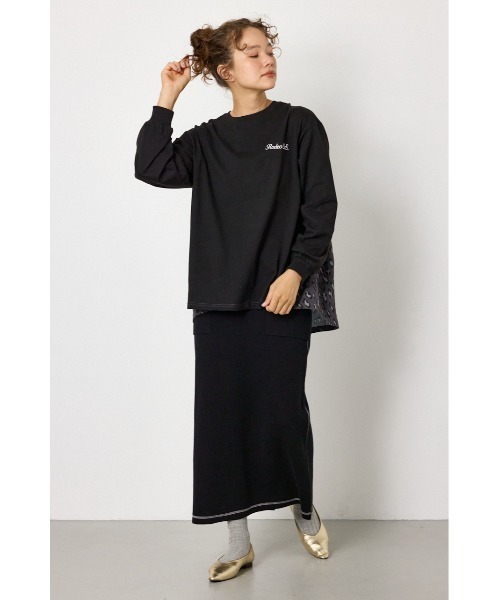 RODEO CROWNS WIDE BOWL(ロデオクラウンズワイドボウル)の「バックギャザードッキングロングTシャツ(Tシャツ/カットソー・レディース・ライトピンク/オフホワイト/ブラック・FREE)」の5枚目の写真