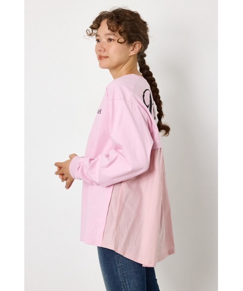 RODEO CROWNS WIDE BOWL(ロデオクラウンズワイドボウル)の「バックギャザードッキングロングTシャツ(Tシャツ/カットソー・レディース・ライトピンク/オフホワイト/ブラック・FREE)」の8枚目の写真