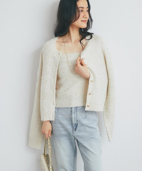 La boutique BonBon(ラブティックボンボン)の「【9/27(日)0:00~ZOZO先行販売】スパンコールモヘヤビスチェ(ニット/セーター・レディース・グレー/ピンク/オフホワイト・FREE)」の7枚目の写真