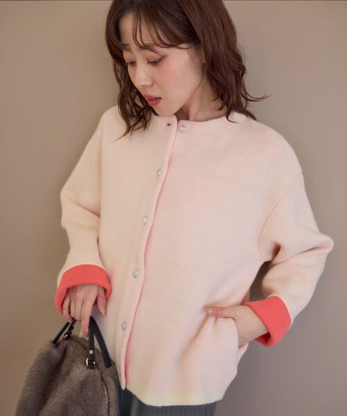 le.coeur blanc（ルクールブラン）の「【万能羽織】ダブルフェイスバイカラーショートカーディガン（カーディガン/ボレロ・レディース・チャコールグレー/アイボリー/グレイッシュベージュ・38）」の9枚目の写真