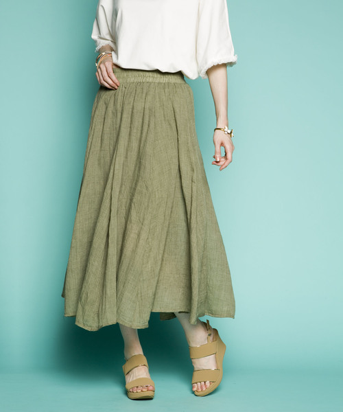 PLAIN CLOTHING（プレーンクロージング）の「シフォンロングスカート　【PLAIN CLOTHING】（スカート・レディース・ホワイト/ピンク/ブラック/カーキ/ベージュ/ネイビー・FREE）」の4枚目の写真