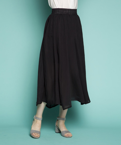 PLAIN CLOTHING（プレーンクロージング）の「シフォンロングスカート　【PLAIN CLOTHING】（スカート・レディース・ホワイト/ピンク/ブラック/カーキ/ベージュ/ネイビー・FREE）」の2枚目の写真