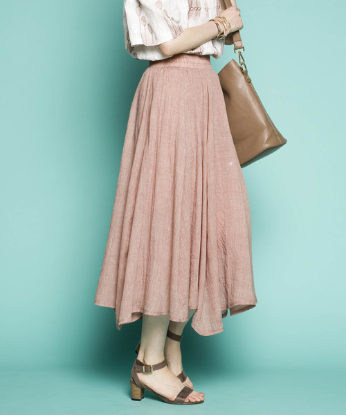 PLAIN CLOTHING（プレーンクロージング）の「シフォンロングスカート　【PLAIN CLOTHING】（スカート・レディース・ホワイト/ピンク/ブラック/カーキ/ベージュ/ネイビー・FREE）」の18枚目の写真