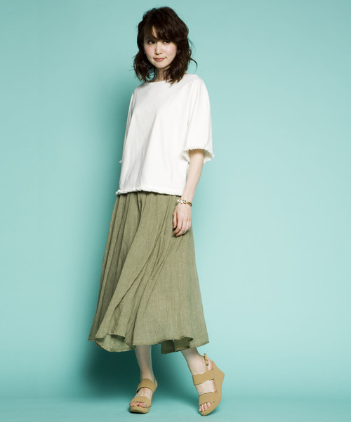 PLAIN CLOTHING（プレーンクロージング）の「シフォンロングスカート　【PLAIN CLOTHING】（スカート・レディース・ホワイト/ピンク/ブラック/カーキ/ベージュ/ネイビー・FREE）」の12枚目の写真