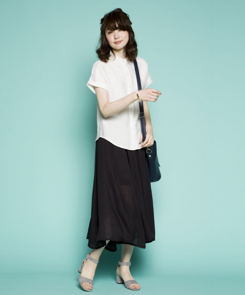 PLAIN CLOTHING（プレーンクロージング）の「シフォンロングスカート　【PLAIN CLOTHING】（スカート・レディース・ホワイト/ピンク/ブラック/カーキ/ベージュ/ネイビー・FREE）」の14枚目の写真