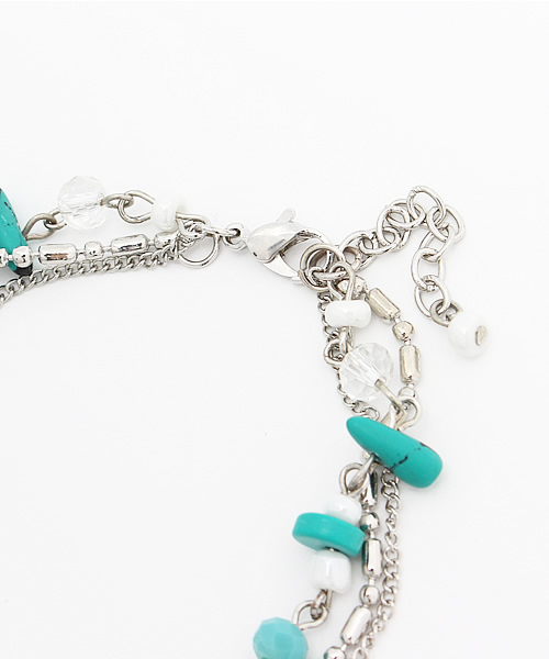 チャイハネ（チャイハネ）の「【チャイハネ】メタルフェザー＆ビーズアンクレット（アンクレット・レディース・ターコイズブルー/ホワイト・FREE）」の4枚目の写真