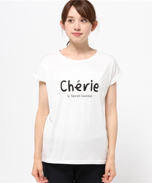 NATURAL BEAUTY BASIC（ナチュラルビューティーベーシック）の「かすれロゴ×ラインストーンＴシャツ（Tシャツ/カットソー・レディース・ブラック/ホワイト系その他/ベージュ系その他・MEDIUM）」の4枚目の写真