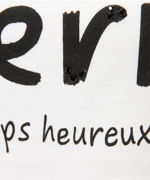 NATURAL BEAUTY BASIC（ナチュラルビューティーベーシック）の「かすれロゴ×ラインストーンＴシャツ（Tシャツ/カットソー・レディース・ブラック/ホワイト系その他/ベージュ系その他・MEDIUM）」の14枚目の写真