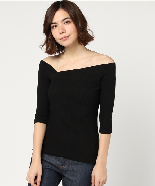 EGOIST（エゴイスト）の「アシメデコルテテレコトップ（Tシャツ/カットソー・レディース・ライトブラウン/ブルー/ホワイト/ブラック・FREE）」の11枚目の写真