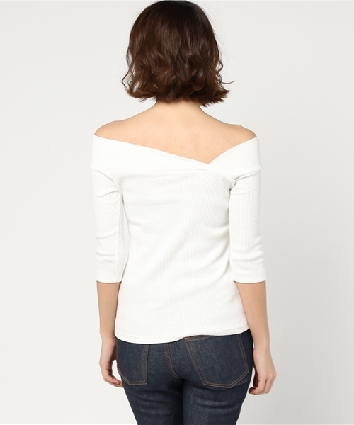 EGOIST（エゴイスト）の「アシメデコルテテレコトップ（Tシャツ/カットソー・レディース・ライトブラウン/ブルー/ホワイト/ブラック・FREE）」の7枚目の写真