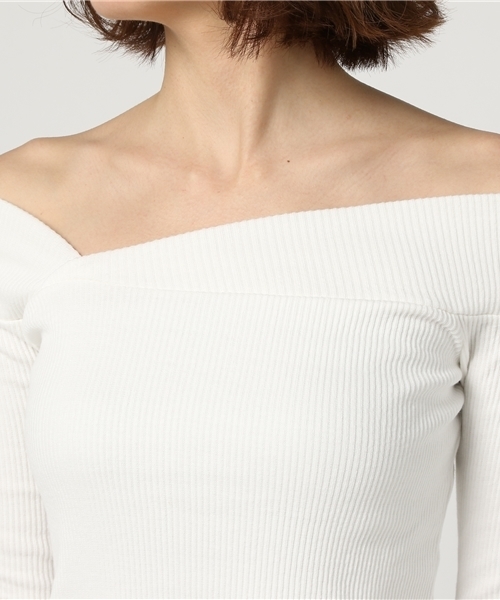 EGOIST（エゴイスト）の「アシメデコルテテレコトップ（Tシャツ/カットソー・レディース・ライトブラウン/ブルー/ホワイト/ブラック・FREE）」の8枚目の写真