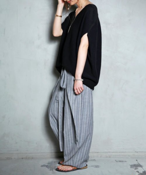 antiqua（アンティカ）の「ストライプカフェパンツ（その他パンツ・レディース・グレー系その他・FREE）」の10枚目の写真