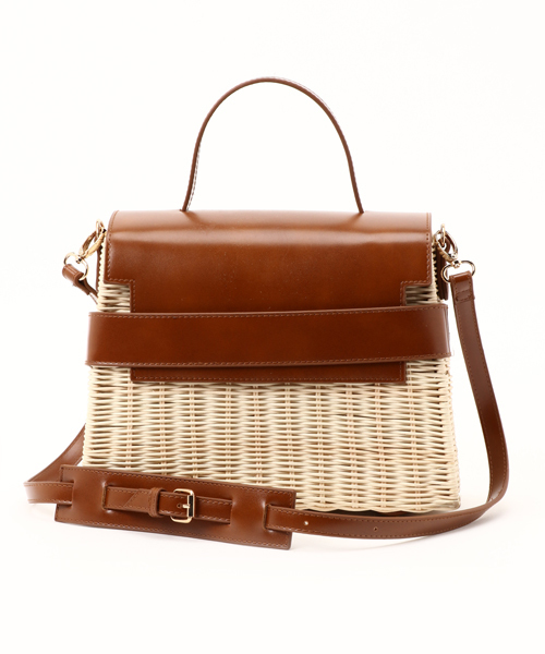 Casselini(キャセリーニ)の「LV/BOXラタンBAG(ハンドバッグ・レディース・ホワイト/ブラウン・フリ-)」の2枚目の写真