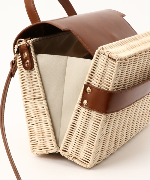 Casselini(キャセリーニ)の「LV/BOXラタンBAG(ハンドバッグ・レディース・ホワイト/ブラウン・フリ-)」の6枚目の写真