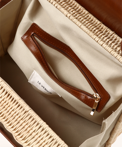 Casselini(キャセリーニ)の「LV/BOXラタンBAG(ハンドバッグ・レディース・ホワイト/ブラウン・フリ-)」の8枚目の写真