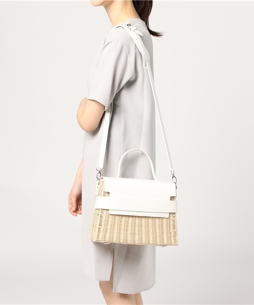 Casselini(キャセリーニ)の「LV/BOXラタンBAG(ハンドバッグ・レディース・ホワイト/ブラウン・フリ-)」の10枚目の写真