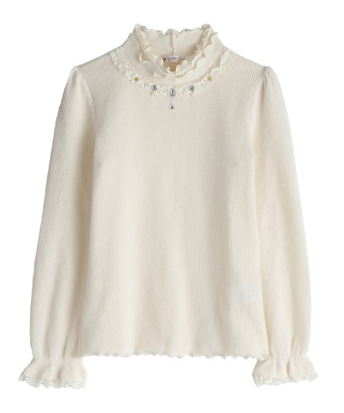 axes femme（アクシーズファム）の「フリルカットプルオーバー（Tシャツ/カットソー・レディース・ピンク/キナリ/ブラック/サックスブルー・MEDIUM）」の2枚目の写真
