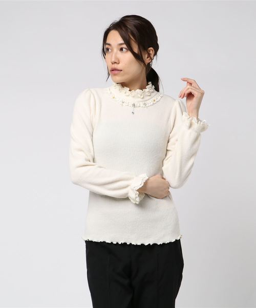 axes femme（アクシーズファム）の「フリルカットプルオーバー（Tシャツ/カットソー・レディース・ピンク/キナリ/ブラック/サックスブルー・MEDIUM）」の9枚目の写真
