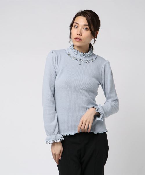 axes femme（アクシーズファム）の「フリルカットプルオーバー（Tシャツ/カットソー・レディース・ピンク/キナリ/ブラック/サックスブルー・MEDIUM）」の7枚目の写真