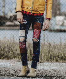 NO ID. | mp6686-NO ID.×OVERDESIGNｽﾄﾚｯﾁﾃﾞﾆﾑｸﾞﾗﾝｼﾞｽｷﾆｰPT パンツ(デニムパンツ)