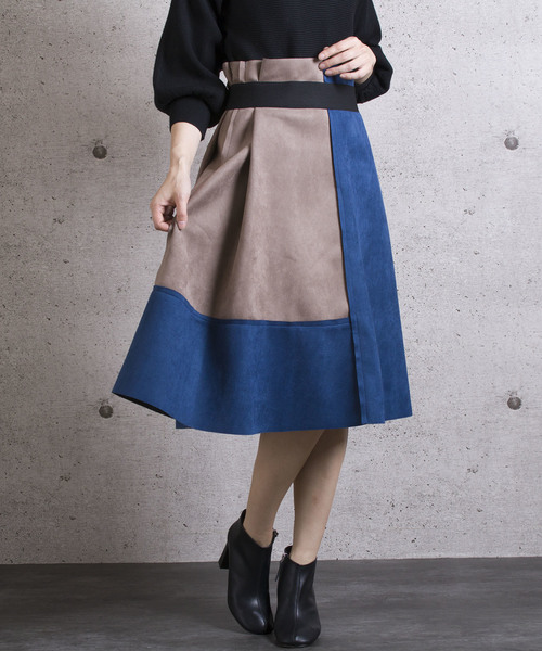 LUGG NAGG(ラグナグ)の「【Jewelobe/ ジュエローブ】 カラーブロッキングスカート(スカート・レディース・レッド/グリーン/ブルー/ブラウン・FREE)」の3枚目の写真