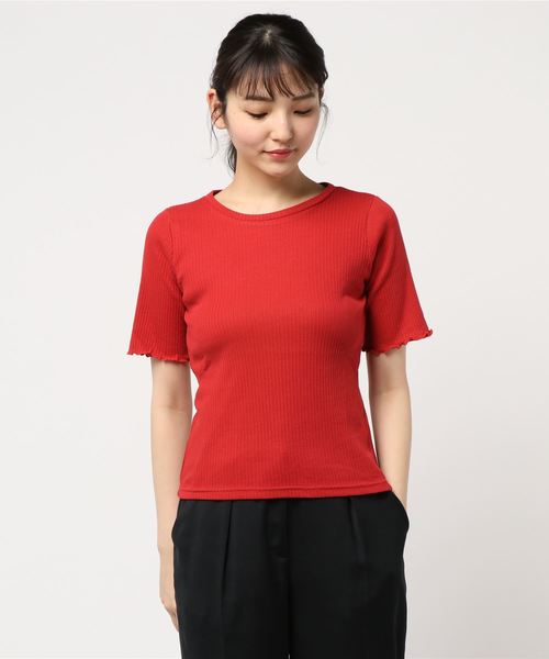 LOWRYS FARM(ローリーズファーム)の「リブタイトSS 832998(Tシャツ/カットソー・レディース・オフホワイト/ブラック/ベージュ/レッド・MEDIUM/LARGE)」の8枚目の写真