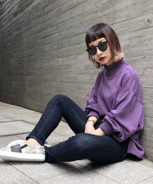 PAGEBOY（ページボーイ）の「2WAYハイネックウラケプルオーバー（スウェット・レディース・パープル/オフホワイト/ブラック/モカ/ピンク系その他・FREE）」の10枚目の写真