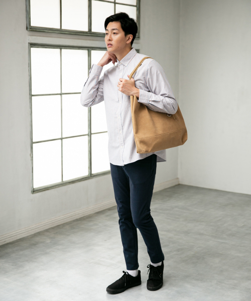 GLOBAL WORK（グローバルワーク）の「オックスフォードストライプシャツ/837129（シャツ/ブラウス・メンズ・ホワイト/パープル/ブルー・SMALL/MEDIUM/LARGE）」の11枚目の写真