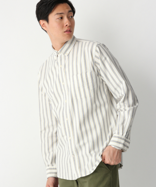 GLOBAL WORK（グローバルワーク）の「オックスフォードストライプシャツ/837129（シャツ/ブラウス・メンズ・ホワイト/パープル/ブルー・SMALL/MEDIUM/LARGE）」の14枚目の写真