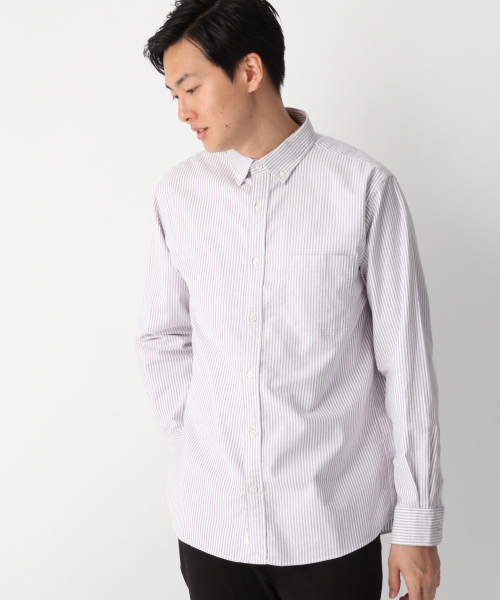 GLOBAL WORK（グローバルワーク）の「オックスフォードストライプシャツ/837129（シャツ/ブラウス・メンズ・ホワイト/パープル/ブルー・SMALL/MEDIUM/LARGE）」の7枚目の写真