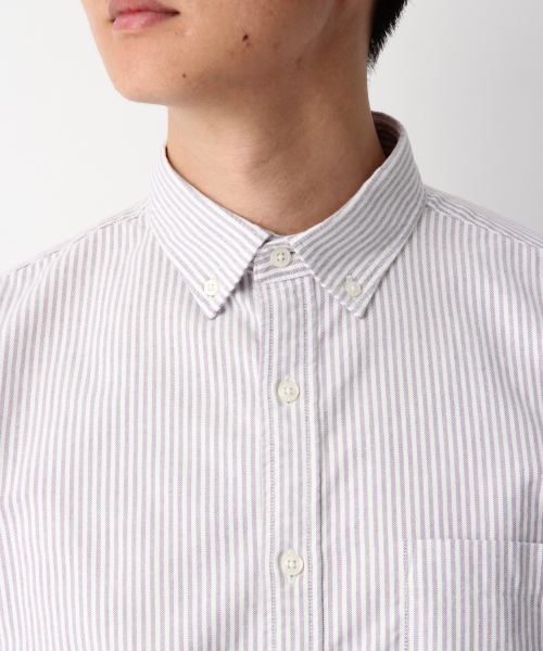 GLOBAL WORK（グローバルワーク）の「オックスフォードストライプシャツ/837129（シャツ/ブラウス・メンズ・ホワイト/パープル/ブルー・SMALL/MEDIUM/LARGE）」の17枚目の写真