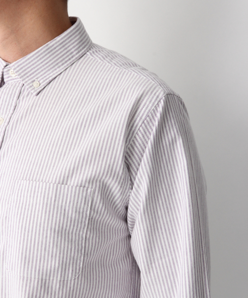 GLOBAL WORK（グローバルワーク）の「オックスフォードストライプシャツ/837129（シャツ/ブラウス・メンズ・ホワイト/パープル/ブルー・SMALL/MEDIUM/LARGE）」の5枚目の写真