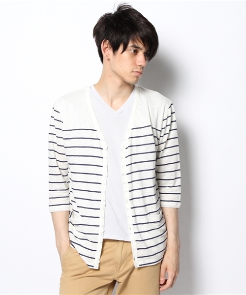 WEGO（ウィゴー）の「WEGO/リネンカーディガン（カーディガン/ボレロ・メンズ・ホワイト/ブルー/ネイビー・LARGE/MEDIUM）」の18枚目の写真