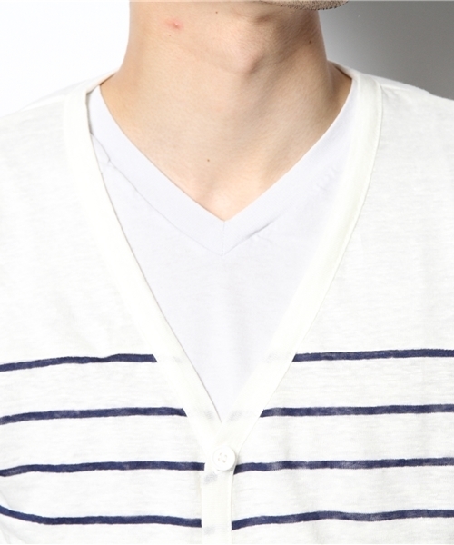 WEGO（ウィゴー）の「WEGO/リネンカーディガン（カーディガン/ボレロ・メンズ・ホワイト/ブルー/ネイビー・LARGE/MEDIUM）」の7枚目の写真