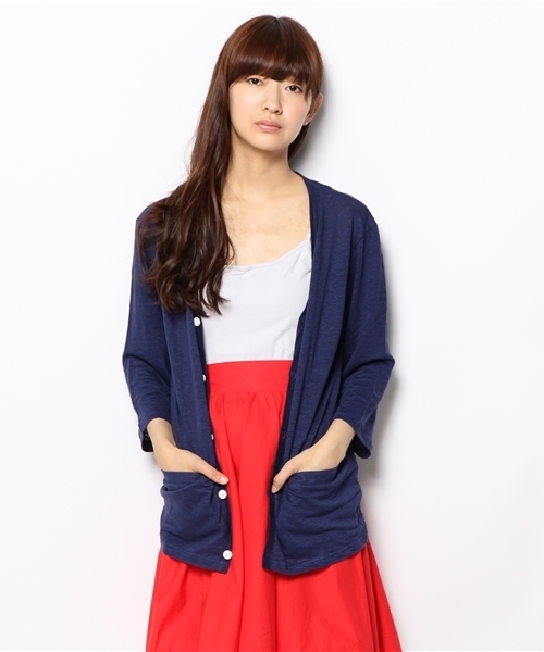 WEGO（ウィゴー）の「WEGO/リネンカーディガン（カーディガン/ボレロ・メンズ・ホワイト/ブルー/ネイビー・LARGE/MEDIUM）」の6枚目の写真