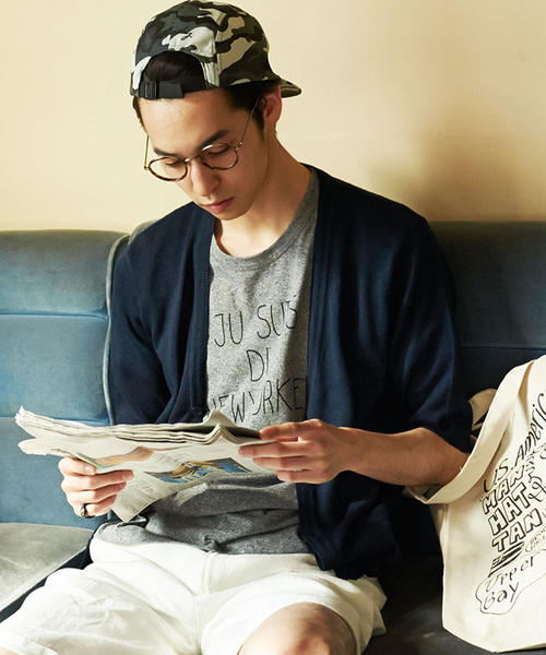 WEGO（ウィゴー）の「WEGO/リネンカーディガン（カーディガン/ボレロ・メンズ・ホワイト/ブルー/ネイビー・LARGE/MEDIUM）」の5枚目の写真