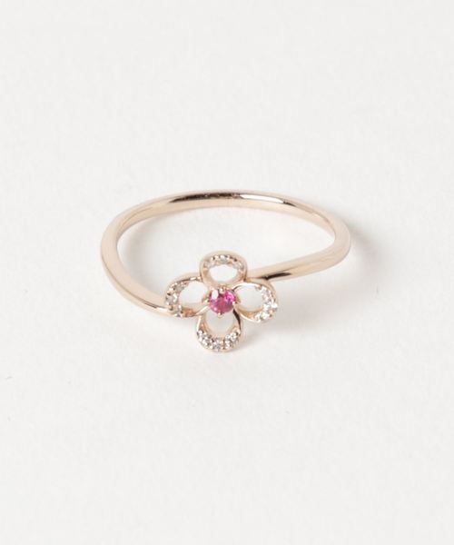 Samantha Tiara サマンサティアラ の フラワーシルエットリング ルビー リング Wear