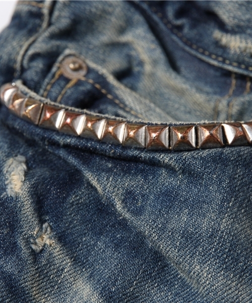 ヒステリックグラマー　SP加工COLLAGE 　デニム　ジーンズ　　カレッジ SP加工スリムデニムパンツ|HYSTERIC GLAMOUR WOMEN | HYSTERIC
