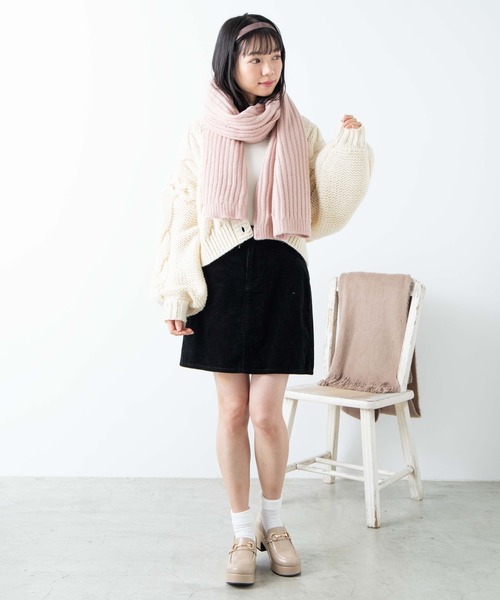 WEGO(ウィゴー)の「WEGO/リブマフラー(マフラー・レディース・ホワイト/ライトグレー/カーキ/ライトブラウン/ダークグレー/ライトピンク・FREE)」の9枚目の写真