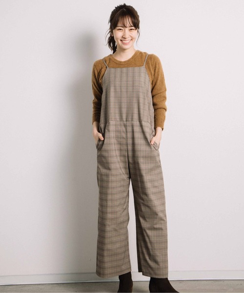 miniyu(ミニュウ)の「agp/グレンチェックサロペット(サロペット/オーバーオール・レディース・ブラウン・2)」の1枚目の写真