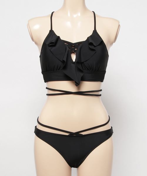 【Pucci】フリル ビキニ 上下セット 水着【送料関税込】 フリルビキニ3点セット 水着 水着[品番：LCLW0001740]｜レース
