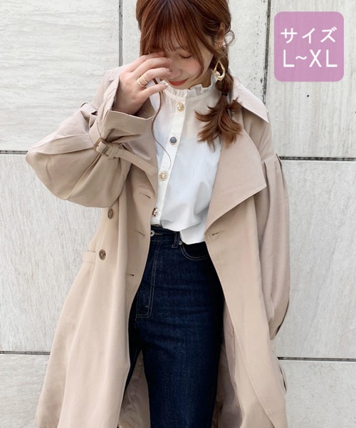 apres jour(アプレジュール)の「【大きいサイズ】袖ボリュームトレンチコート【ZOZOTOWN限定アイテム】(トレンチコート・レディース・ベージュ/モカ/ミント・X-LARGE)」の3枚目の写真