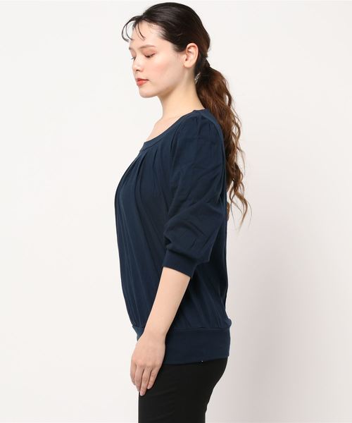 BELLUNA(ベルーナ)の「綿100%ふんわり胸元タックカットソー(Tシャツ/カットソー・レディース・オフホワイト/カーキ/ミント/ネイビー/ブラック/サーモンピンク/チャコール/ブルーグリーン/ブラウン系その他/モカ/パープル系その他・MEDIUM/LARGE/X-LARGE)」の18枚目の写真