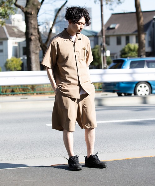 ADAM ET ROPE'（アダムエロペ）の「〈伸縮性・イージーケア〉オープンカラーシャツSET UP（セットアップ・メンズ・ブラック/グレー/ベージュ・M/L/LL）」の7枚目の写真