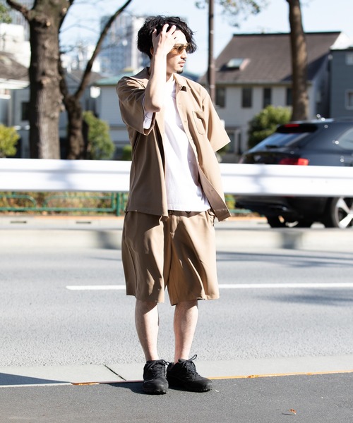 ADAM ET ROPE'（アダムエロペ）の「〈伸縮性・イージーケア〉オープンカラーシャツSET UP（セットアップ・メンズ・ブラック/グレー/ベージュ・M/L/LL）」の9枚目の写真