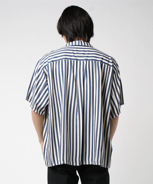 KUROクロ　RAYON STRIPE SHIRT  レーヨンストライプシャツ KURO - 【KUROクロ】RAYON STRIPE SHIRT レーヨンストライプ