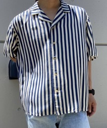 【KURO クロ】INDIGO STRIPE RAYON BIG SHIRT