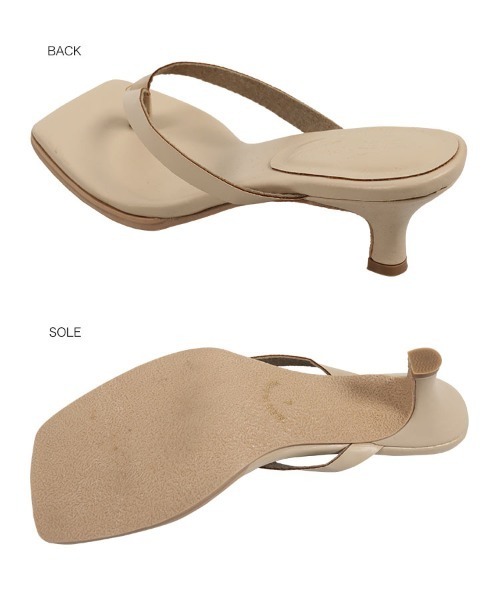 KOBE LETTUCE(コウベレタス)の「スクエアトゥトングミュールヒールサンダル(サンダル・レディース・ブラウン/グレイッシュベージュ/ブラック/オフホワイト・LL/L/S/M)」の14枚目の写真