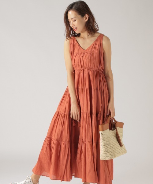 BAYFLOW（ベイフロー）の「ティアードワンピース（ワンピース・レディース・オレンジ/マスタード/チャコール・FREE）」の9枚目の写真